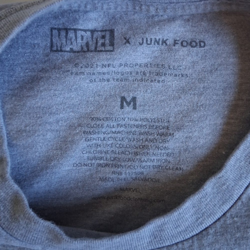 Junk Food Clothing Gray Green Bay Packers/ Marvel Graphic Tee. Size:M - Picture 5 of 7
